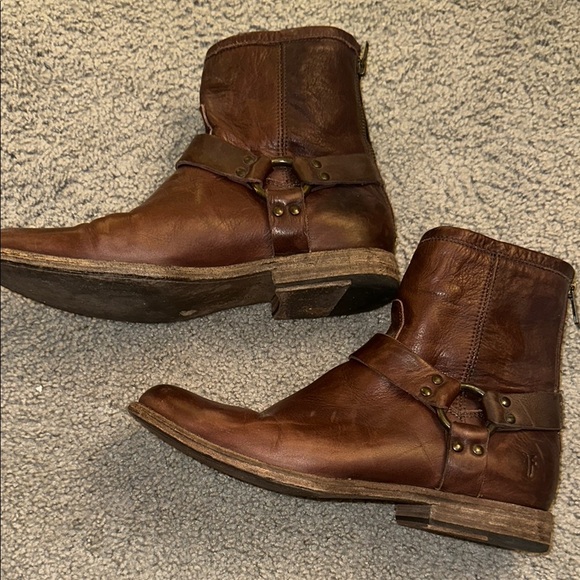 Frye Brown Leather Ankle Boots with back zipper size ten - Picture 1 of 11
